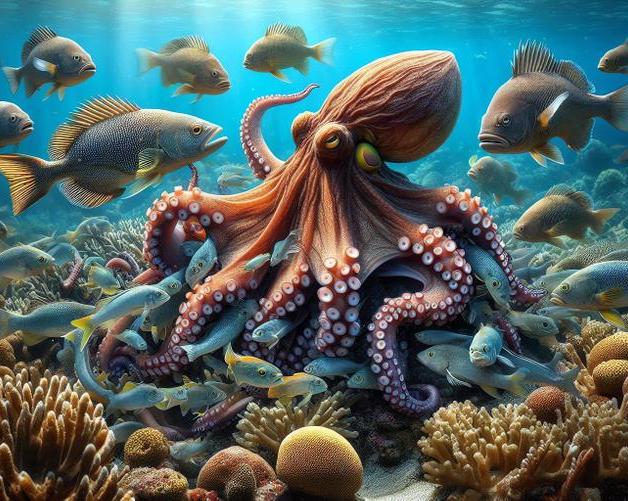 Кто главный на дне морском?</p>
<p>Осьминог – стратег, рыба – разведчик: необычное разделение ролей в подводной охоте / Флора и фауна / iXBT Live